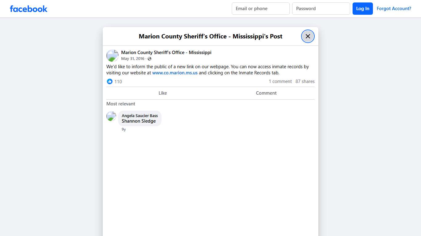 We'd like... - Marion County Sheriff's Office - Mississippi | Facebook