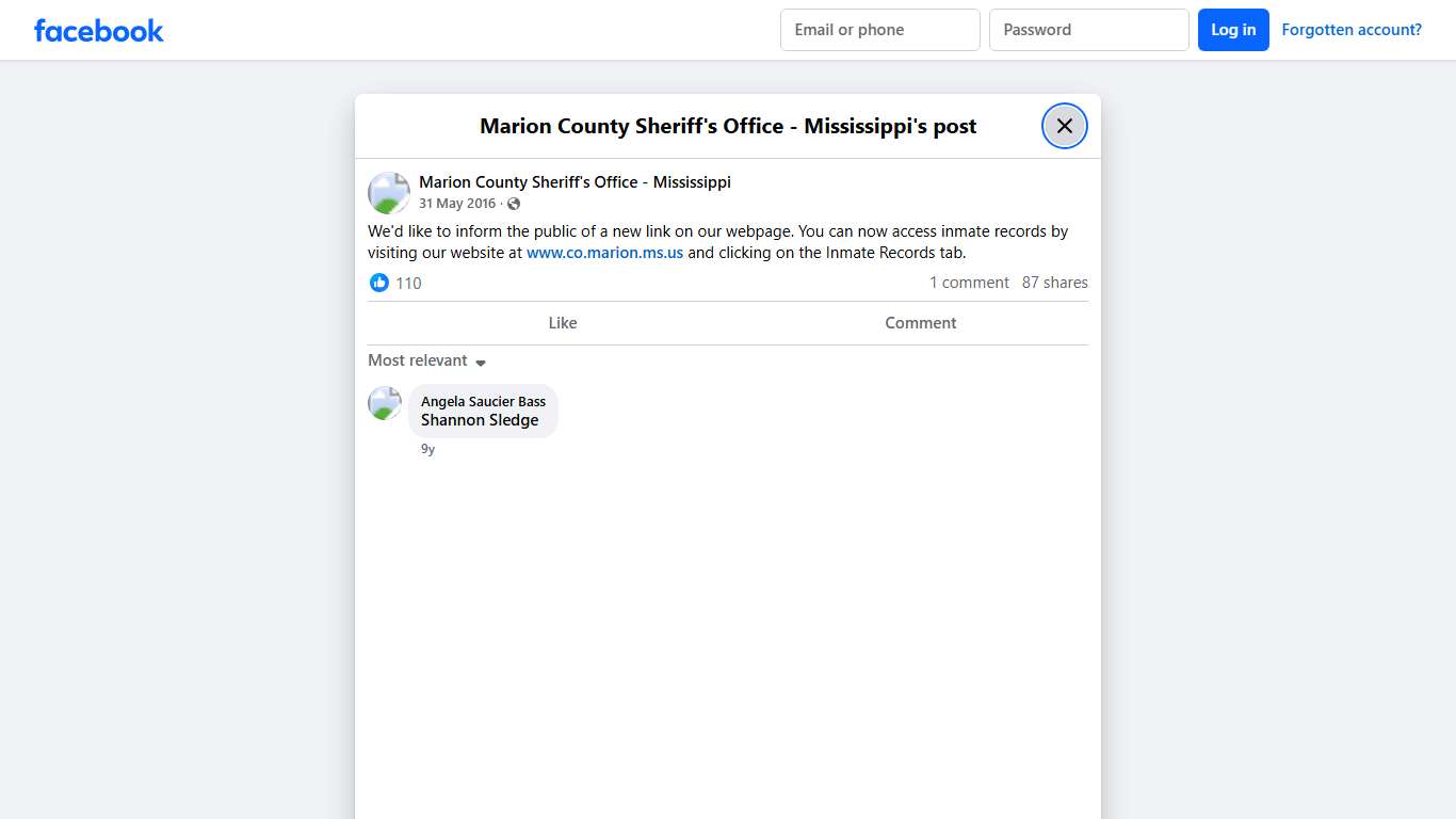 We'd like... - Marion County Sheriff's Office - Mississippi | Facebook