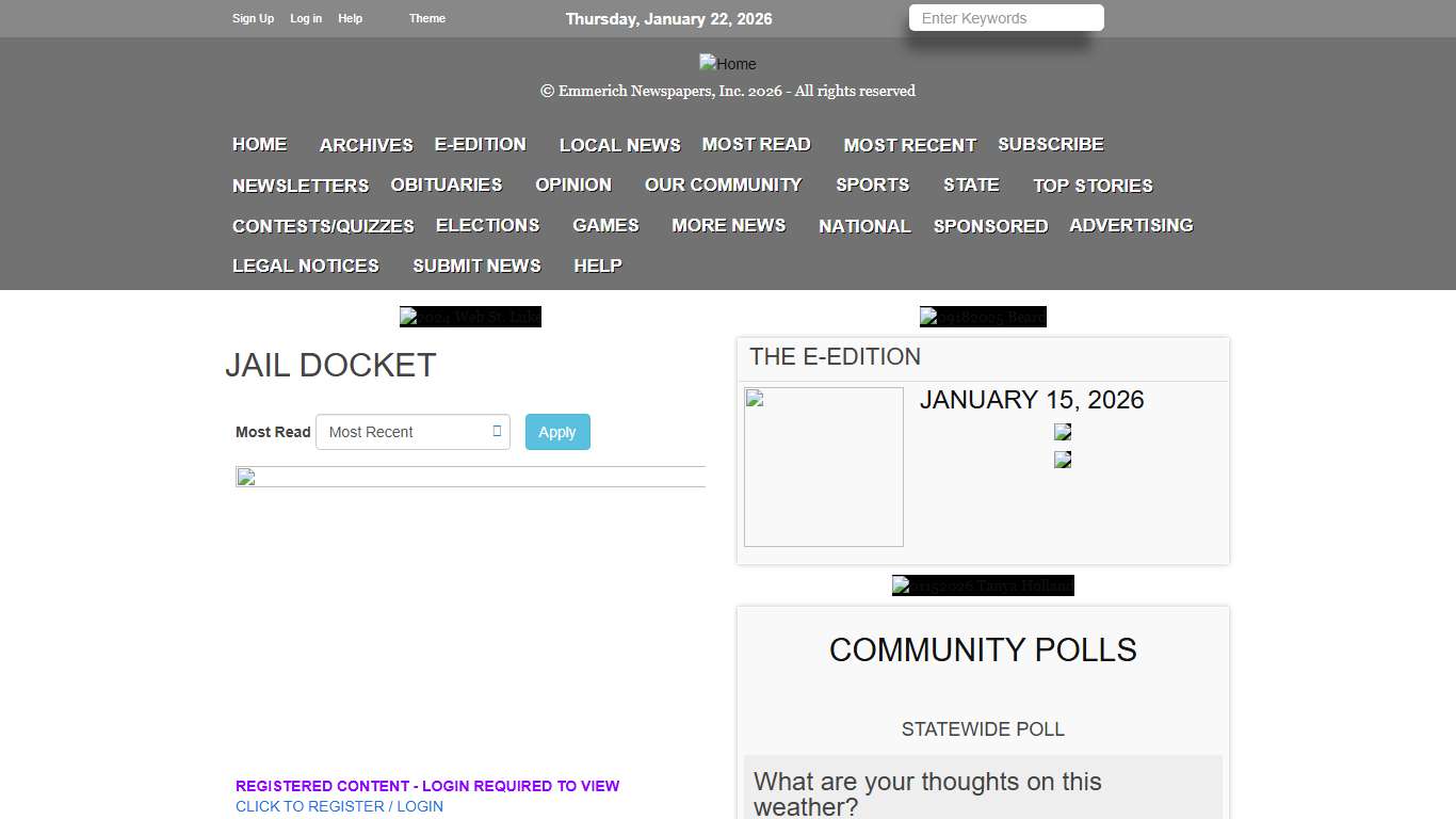Jail Docket | The Columbian-Progress